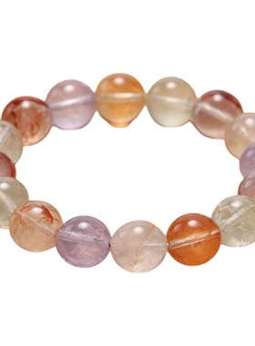 天然水晶手链手串女多宝紫水晶黄水晶红胶花白水晶正品女孩幸运