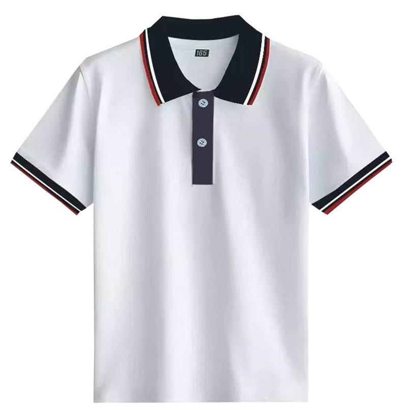 小初中学生纯棉Polo衫校服男女高中翻领宽松透气短袖T恤纯色校服
