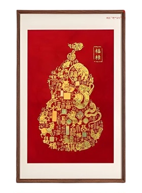 刺绣福禄葫芦纳福玄关客厅挂画