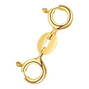 925纯银项链手链双开弹簧扣链接扣头脚链圆形牌diy配件加厚玫瑰金