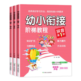 全套3册幼小衔接阶梯教程拼音练习册 学习教材汉语拼音字母表描红本田字格拼读训练一年级笔顺一日一练阅读与识字课件阅读绘本