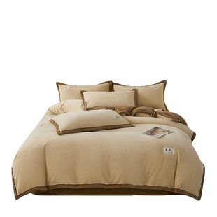 红豆牛奶绒四件套加厚冬被子被套加绒毛绒床单学生宿舍单人被罩3