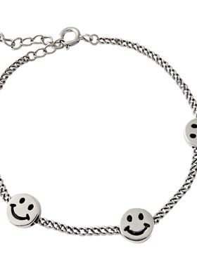 无怯纯银微笑脸手链in日韩冷淡风
