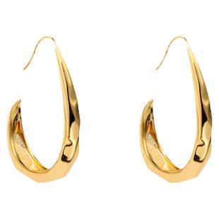 SLA私家 金属水滴形 菱形纹路镀24k法式高级金属拒绝同款耳环女潮