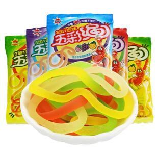 优卡五彩绳软糖水果糖彩虹橡皮糖网红爆款8090怀旧日糖果儿童零食