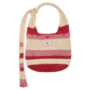 Tagi.机灵果子手工串珠大容量可调节休闲单肩斜挎包编织袋