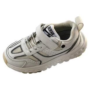 贝然真皮网面儿童运动鞋女童跑步鞋轻便透气减震男童小白鞋休闲潮