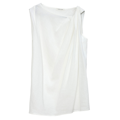 Carolingian法式高阶！亲肤TENCEL天丝亚麻不对称扭解构无袖上衣