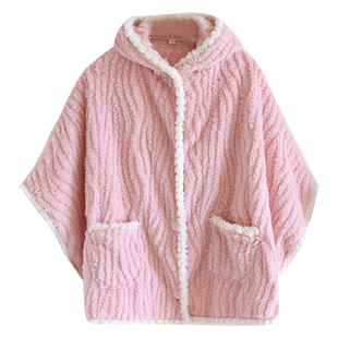 连帽颈肩保暖披肩上衣加厚冬季月子护肩产后喂奶防寒斗篷秋冬睡衣