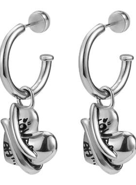 BLACKHEAD/黑头墨迹情书系列涂鸦爱心耳环送礼情侣个性女