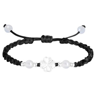 老凤祥足银四叶草手绳手链轻奢时尚小众手饰情人节生日礼物送女友