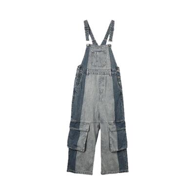 西町村屋工装水洗休闲牛仔背带裤