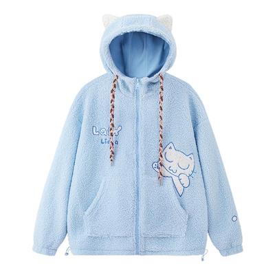 LAMLICKA立体猫耳羊羔毛棉服外套