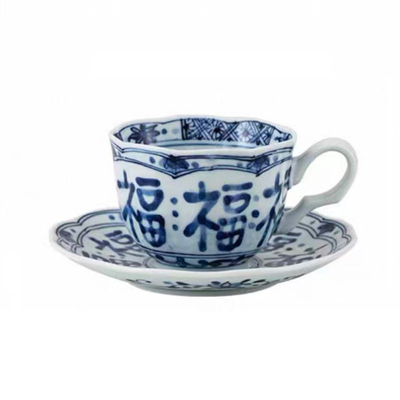 日本蓝凛堂咖啡杯 杯碟套装日式进口陶瓷青花下午茶杯红茶杯茶具