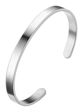 钛钢简约冷淡风纯色光面手环男女小众设计气质复古经典素圈手镯