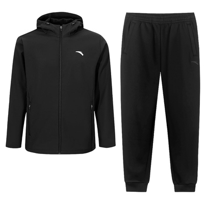 安踏加绒运动套装男跑步两件套