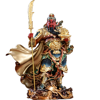 纯铜立刀祥龙披风关公神像