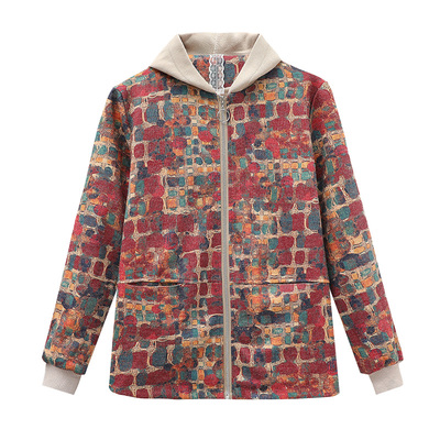 连帽时尚拉链妈妈装秋装外套套装