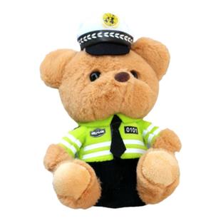 交警小熊电动车尾部挂件后备箱玩偶汽车装饰摩托车装饰品车尾公仔