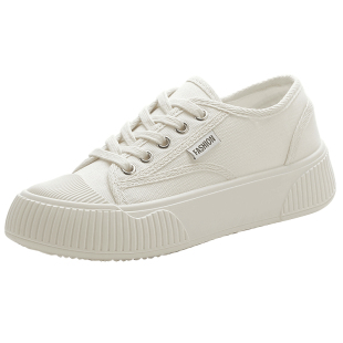 真皮厚底小白鞋女款2026新款春季女鞋百搭帆布鞋子女松糕增高板鞋