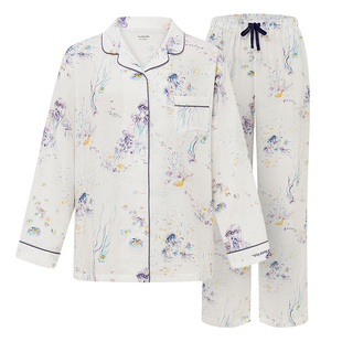 cutelife【轻羽】月子服女士长袖家居服孕妇竹棉哺乳睡衣四季套装