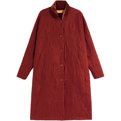 EXCEPTION例外女装冬棉衣中式绣花丝绒质感棉服外套女