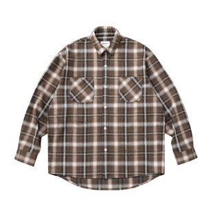 VMCL重磅粗砂格纹复古质感面料长袖格子衬衫外套男23AW vermicell