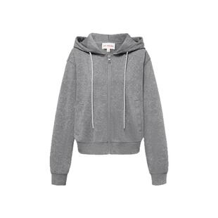 EP雅莹2025春季新款女装 休闲烫钻短款连帽针织拉链卫衣外套1295A