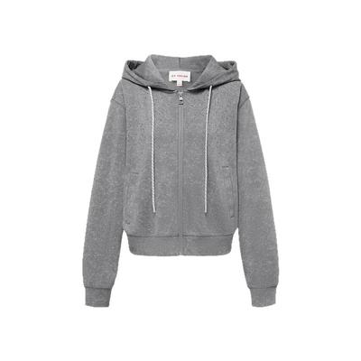 雅莹短款连帽针织拉链卫衣外套