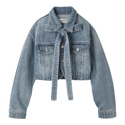 LILY BROWN春夏款复古休闲系带蝴蝶结牛仔短外套LWFJ251082