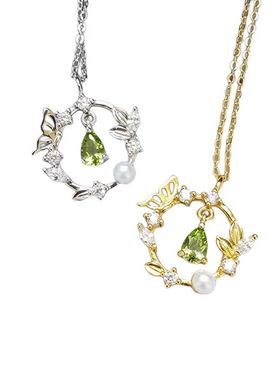 绿野仙踪橄榄石镀白金锁骨项链