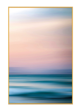 治愈系粉蓝渐变海景艺术挂画印象派大海北欧风客厅卧室抽象装饰画