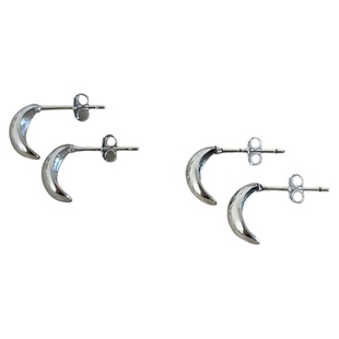 hellojune 925纯银 小银豆弧形耳钉 简约光面小雨滴养耳耳钉