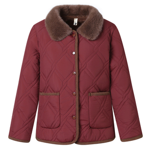 冬天棉衣女新款时尚洋气秋冬季加绒加厚保暖中年女士妈妈棉服外套