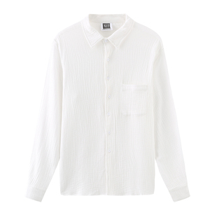 DANCE系列谢欣同款现代舞时尚外穿褶皱双层全棉宽松衬衫外套男女