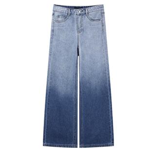 MB M0indBridge2026年春款韩系直筒牛仔裤女士渐变高腰阔腿裤