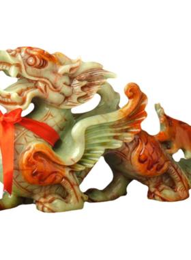 玉石青龙岫玉办公室摆件天然