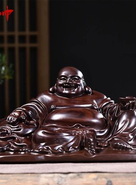 黑檀木雕弥勒佛像摆件实木坐式弥勒佛大肚笑佛红木弥勒笑佛工艺品