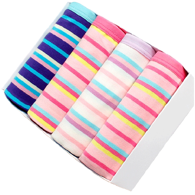 莫代尔条纹中腰提臀平角女士内裤