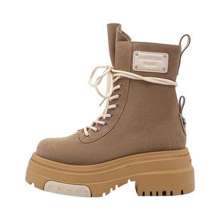 【戚薇同款】BLOCCO5春季新款女鞋厚底增高时尚女靴质感女靴短靴