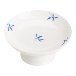 圭隐堂纯手绘蝴蝶兰花茶点盘家用陶瓷高足果盘糖果零食盘茶道零配