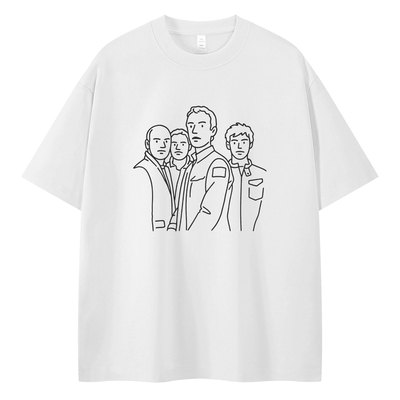 Coldplay酷玩乐队简约人像美式休闲落肩宽松纯棉圆领摇滚短袖T恤