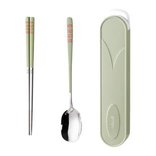 onlycook抗菌316不锈钢筷子勺子套装学生儿童便携餐具专用收纳盒