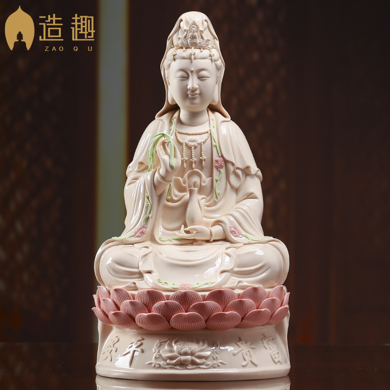 陶瓷观音菩萨佛像白瓷南海观音像家里供奉观音坐像观世音菩萨摆件