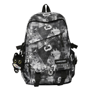 涂鸦书包男初中生高中美式高街双肩包小学生高颜值大容量潮牌背包