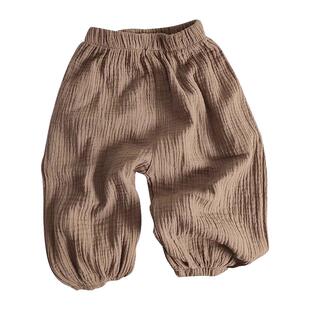 轻薄棉纱儿童宽松外穿防蚊裤2025夏装新款长裤男女宝宝纱布灯笼裤