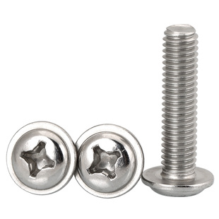 M2M2.5M3M4M5M6 304不锈钢带垫螺丝钉十字圆头自带垫片带介小螺钉