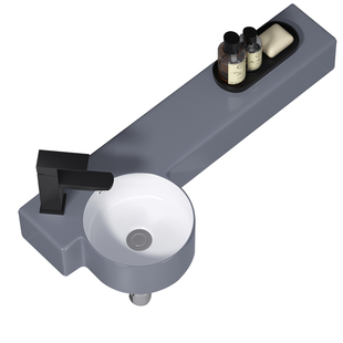 小户型挂墙式陶瓷洗手盆一体台面洗脸盆网红彩色马桶上挂盆洗漱池