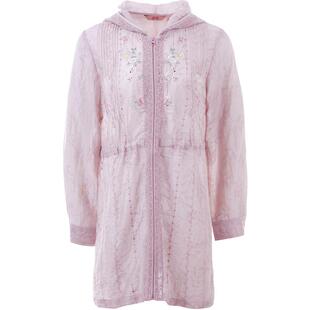 渔服饰风衣女款2024新款春夏季绣花带帽中长薄款休闲外套FGGA3065