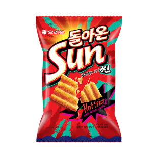 韩国进口好丽友sun太阳玉米片80g蒜香辣味大波浪薯片膨化休闲零食